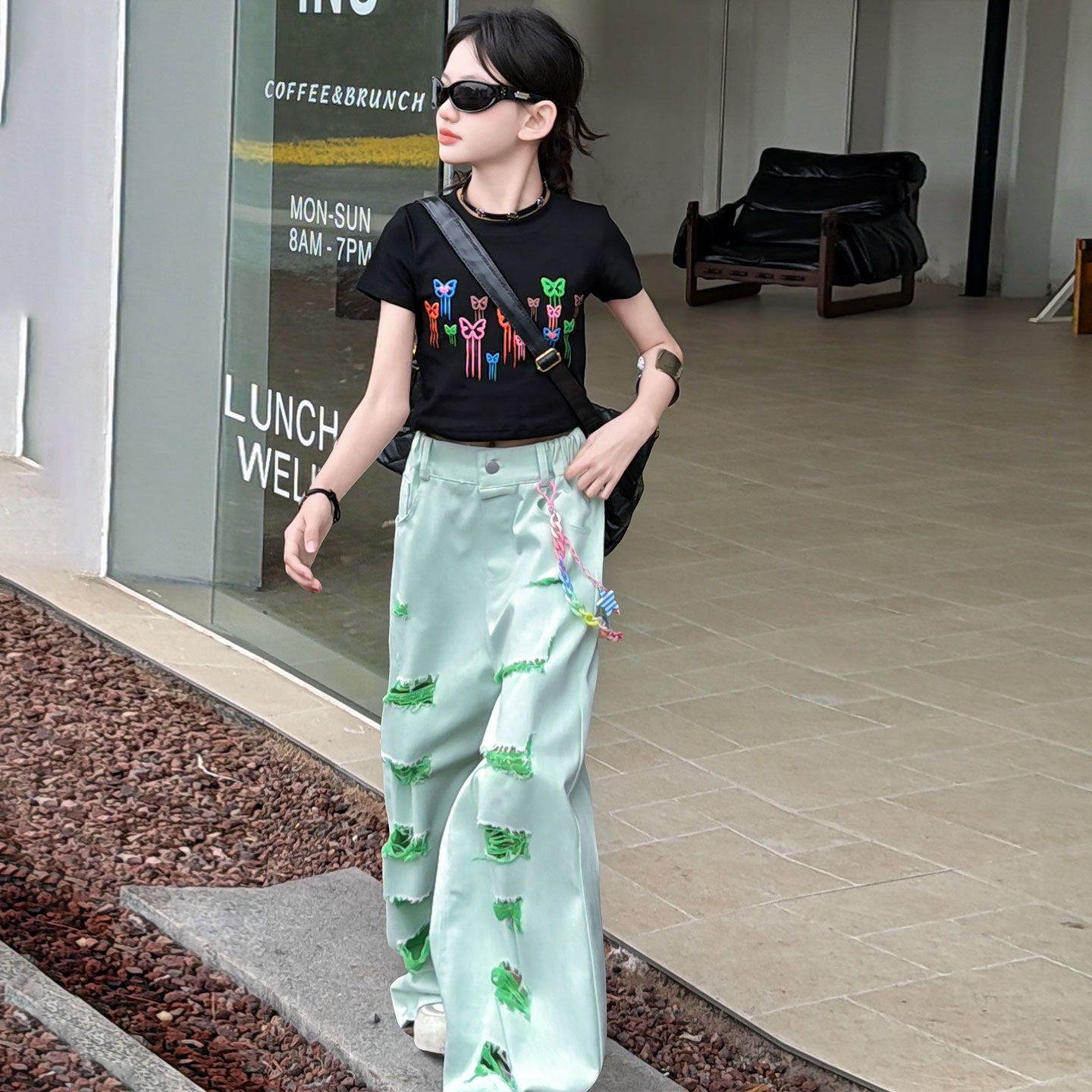 New Summer Wide-Leg Pants For Girls Korean-Style Chic Two-Piece Set