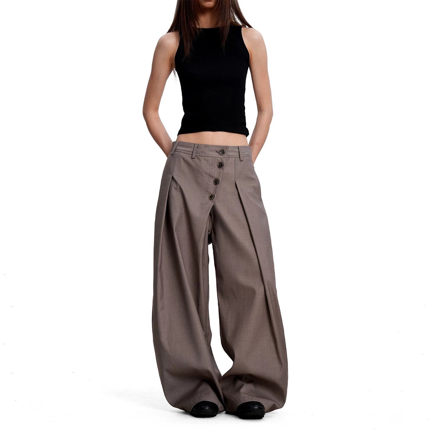 Scimitar Pants Summer New Arrival Vintage Double-breasted Casual Style