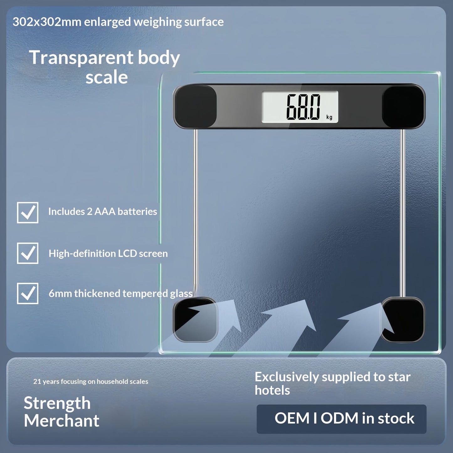 Household Electronic Body Scale With Transparent Tempered Glass Weight Scale