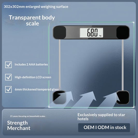 Household Electronic Body Scale With Transparent Tempered Glass Weight Scale