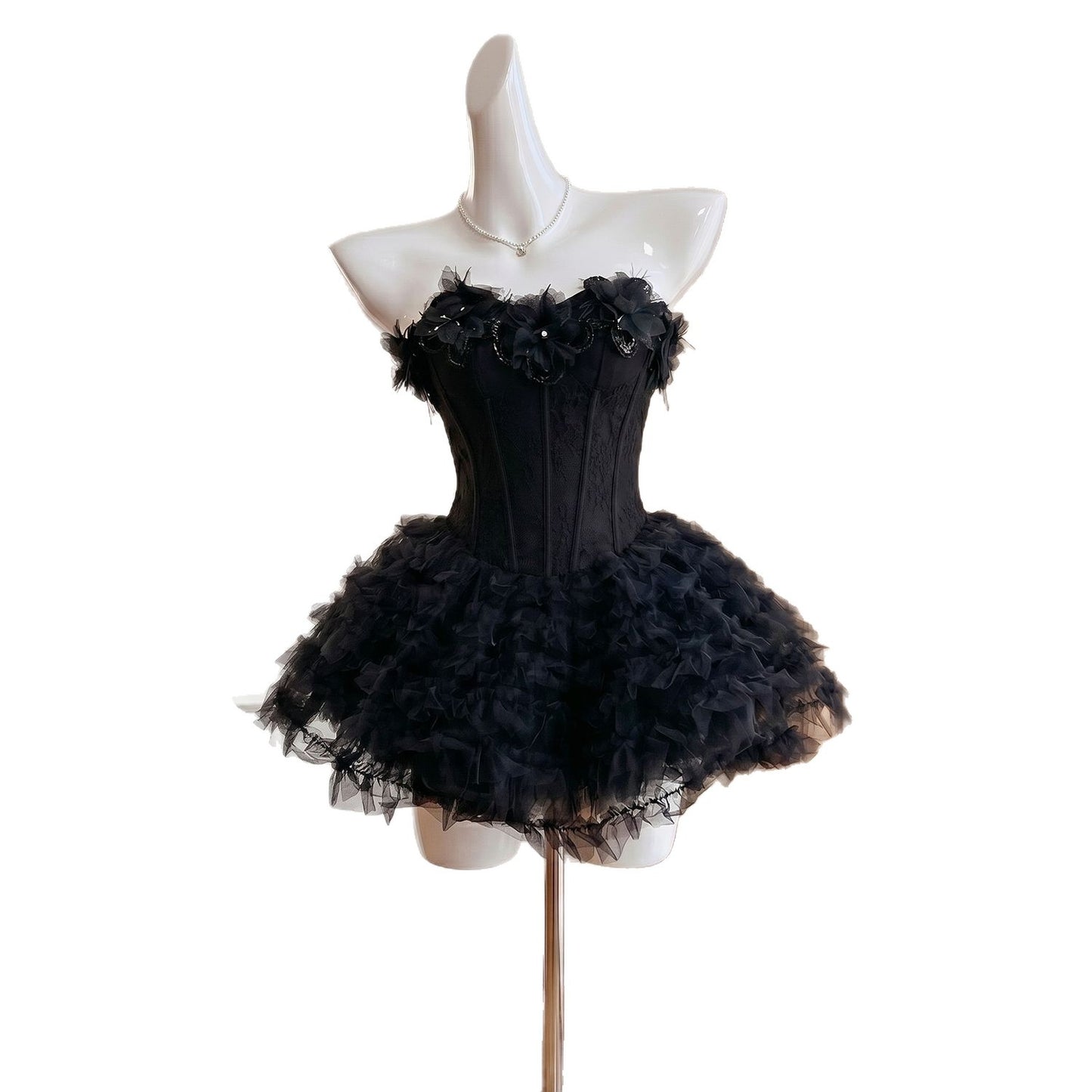 New Pink Strapless Princess Puff Skirt Elegant And Chic