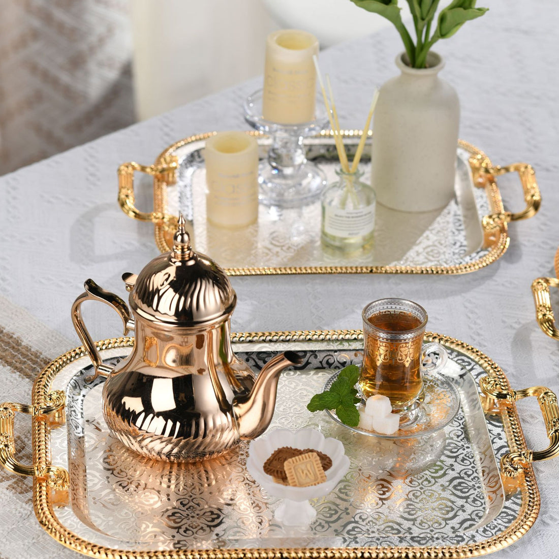 Rectangle Serving Tray With Handles For Gift Serving Tray Rectangle Decorative UK--M