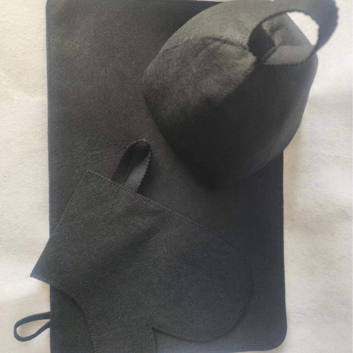 Factory Wholesale Felt Sauna Hat Three-piece Set Mat Gloves And Dry-hair Cap
