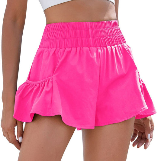 Hot Sale 2025 Summer Polyester Quick Dry Running Women Fitness High Belt Pocket Sports Casual Shorts