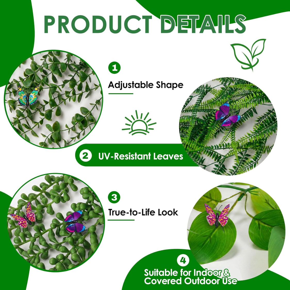 Fake Hanging Plants With Butterflies For Shelf Wall Decor  Artificial Eucalyptus Ivy Vines Faux Potted Hanging Plants Indoor For Bathroom Kitchen Office Wall Shelf Outdoor Decor