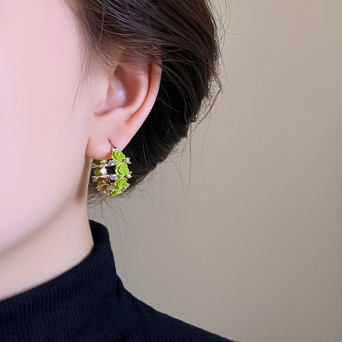 2026 Dopamine Floral Zircon Hoop Earrings For Women, Luxury High-End Unique Beautiful Fashion Statement Stud Ear Jewelry
