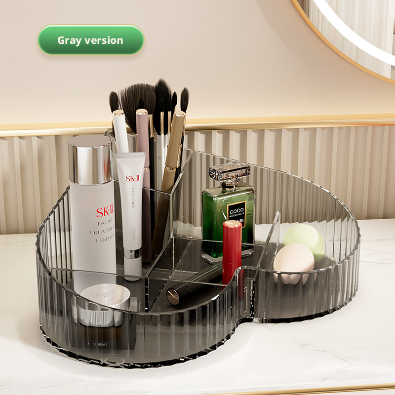 Cosmetics Storage Box-Love Divided Model-Gray-PET-1 piece