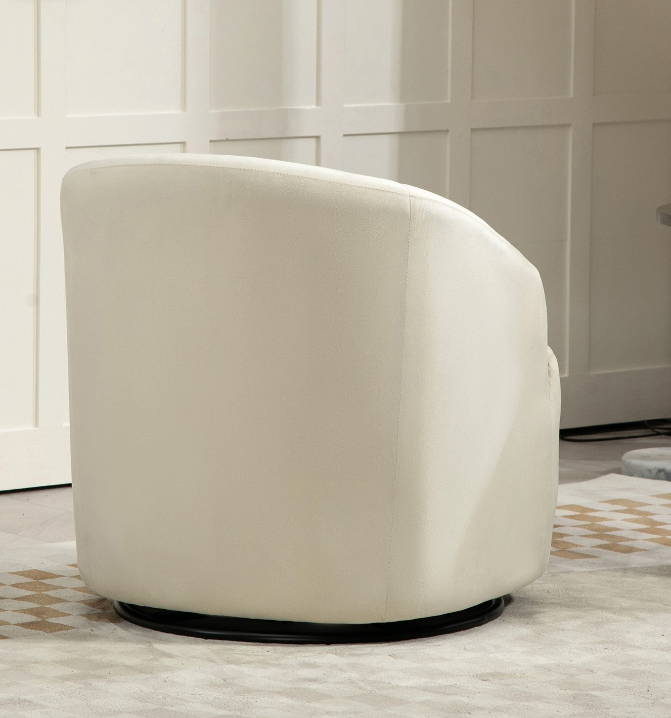 366 Degree Swivel Barrel Accent Chair, Velvet Upholstered Curved Armchair, Fully Assembled Contemporary Leisure Chair For Living Room Bedroom Office
