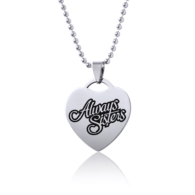 Sisters Heart Pendant Necklace For Women Girls Best Friends
