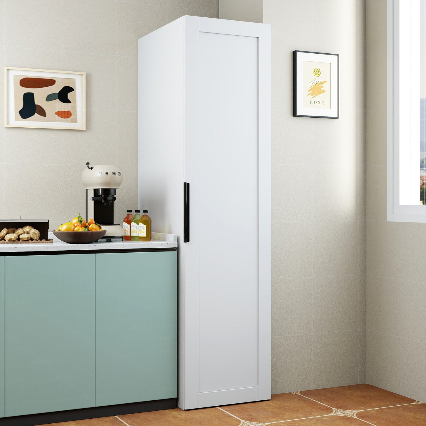 Kitchen Pantry Cabinet, White Freestanding Buffet Cupboards Sideboard With Doors & Shelves, Kitchen Pantry Storage Cabinet For Kitchen, Living Room And Dinning Room