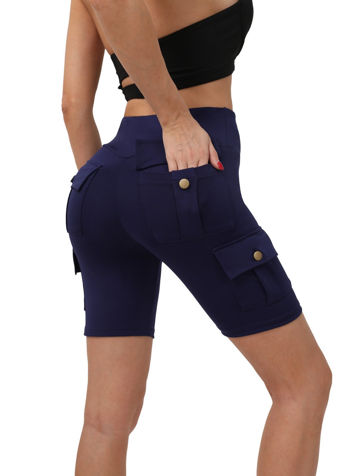 Cross-Border European And American New Popular Yoga Pants Pocket High-Waisted Fitness Hip-Lifting Shorts Sports Outdoor Leggings For Women