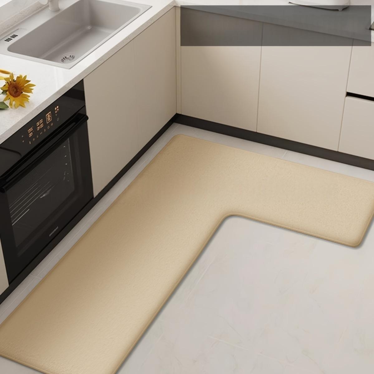 Coral Fleece Floor Mat L-shaped Kitchen Rug Stain-resistant And Easy To Care For