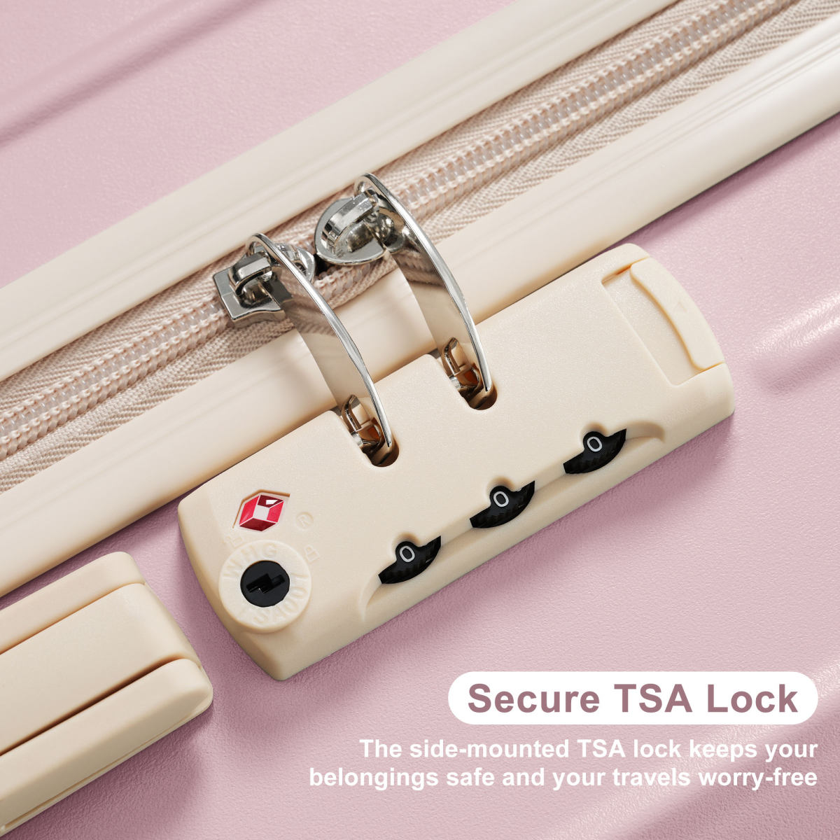 Premium ABS Travel Luggage Set , 3-Piece TSA Lock Suitcase Ensemble with 20, 24, and 28 Inch Sizes with 360° Spinner Wheels, Macaron