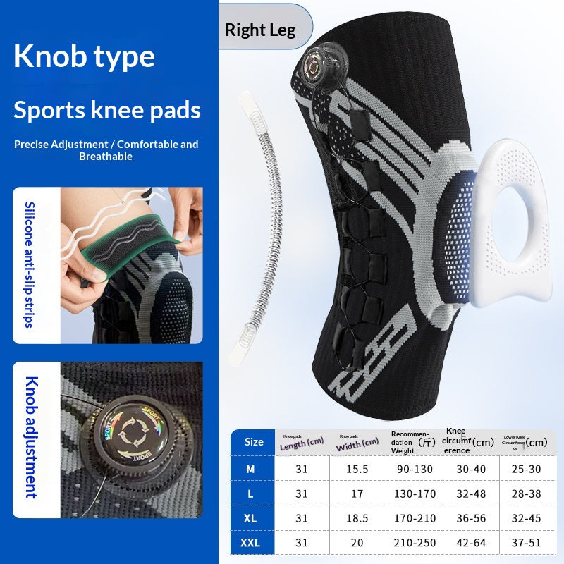Upgraded Knob-Style Sports Knee Brace Outdoor Running Shock-Absorbing Adjustable Silicone Knee Protector