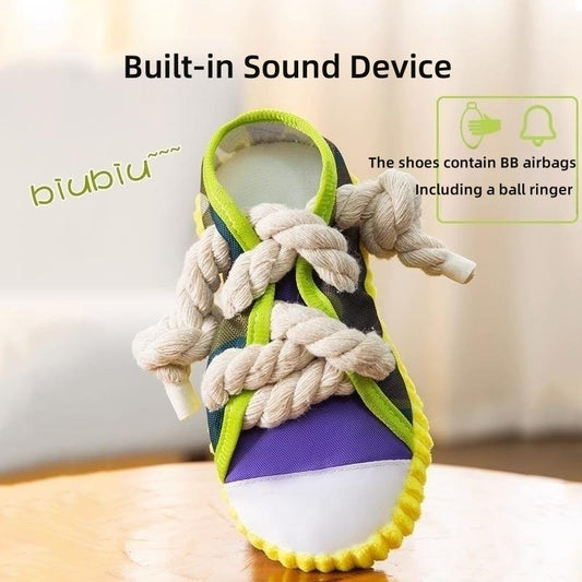Dog Toys Shoes Pet Cotton Rope Slippers Sound Making Toys Teeth Cleaning Built-in BB Airbag Round Ball Bell Various