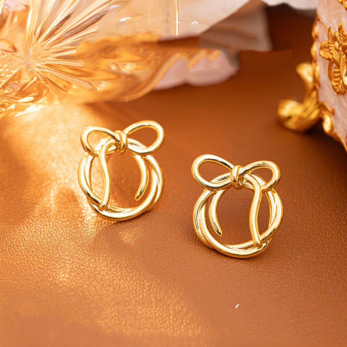 New Rabbit Bowknot K-gold Plated Earrings