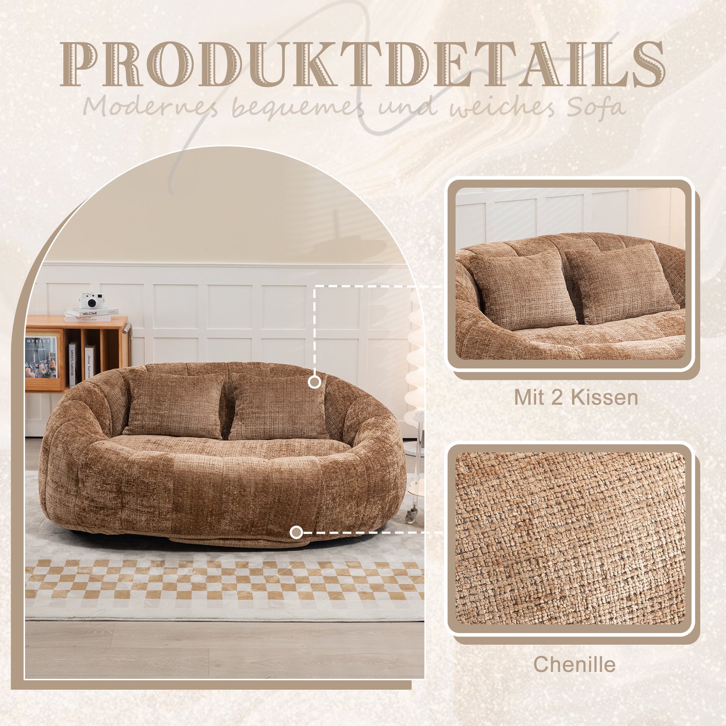 Bean Bag Sofa Lazy Sofa Durable Comfort Lounger High Back Bean Bag Chair Couch For Adults And Kids, Indoor & Outdoor, Accent Floor Soft Lounge Chair  Coffee Chenille