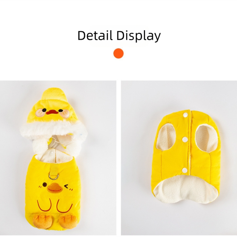 Cute Autumn And Winter Cat Clothes, Duck Transformation Outfits, Fleece And Thickened Warm Cotton-padded Clothes, And Small Dog Bichon Frise Pet Clothing