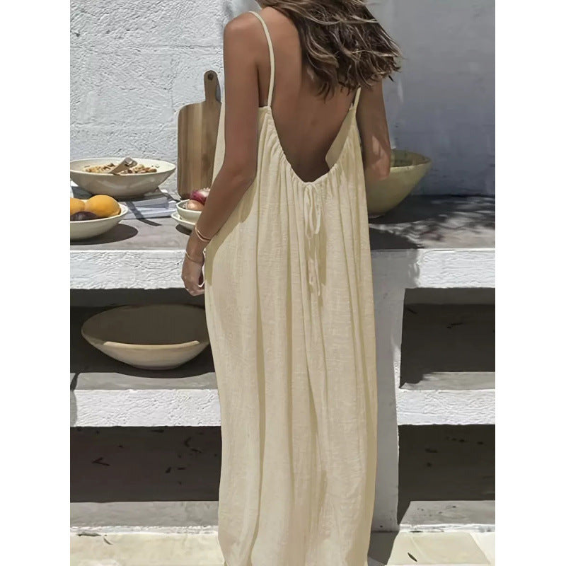 2026 Cross-Border New Model Womens Strapless Coat With Back Exposure Loose Fit, Home Wear Dress