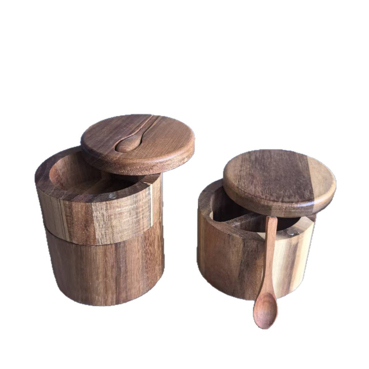Cross-border Best-selling Acacia Wood Salt Shaker Solid Wood Seasoning Box