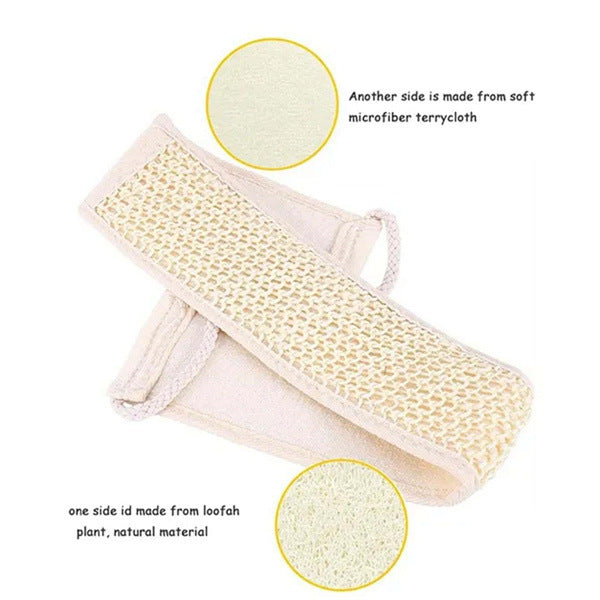 Loofah Bath Scrubber Long Back Scrubbing Strip With Double Sided Exfoliating Texture