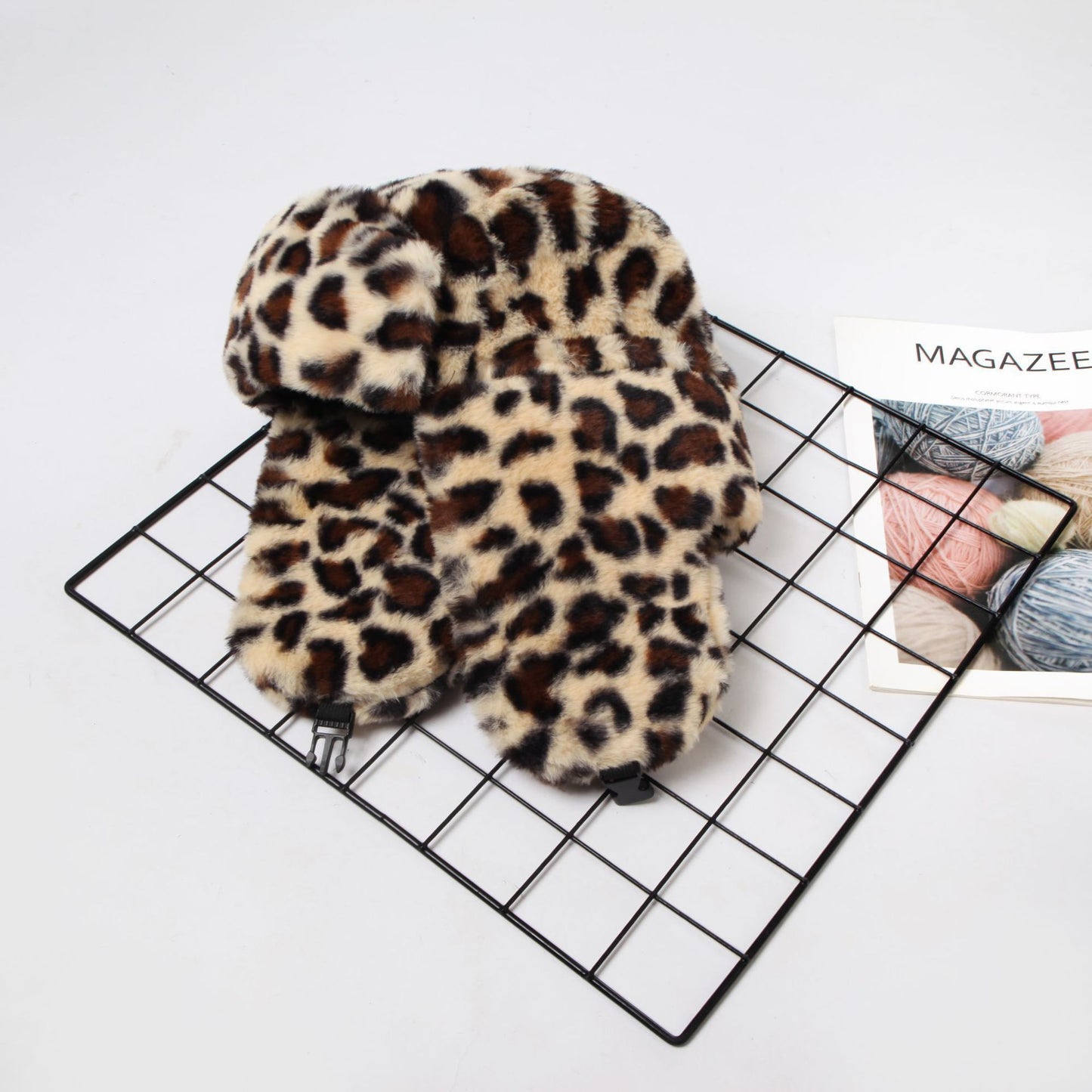 AutumnWinter Leopard-Print Plush Bucket Hat Korean-Style All-Match