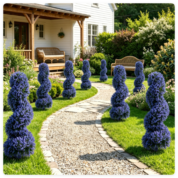2 Pack Realistic Lifelike Faux Spiral Plant, All-Weather PE Artificial Flower Shrub For Indoor Outdoor Home Garden Decoration - Purple