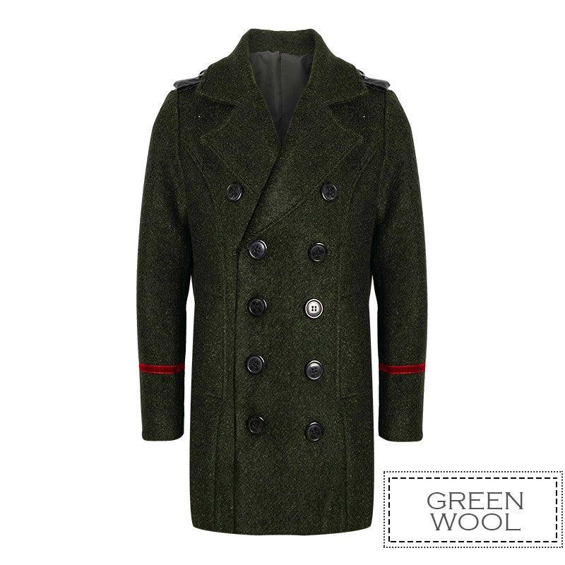 Boys Black Smart Casual Cashmere Coat Green Military Style Woolen Jacket  3-9Y