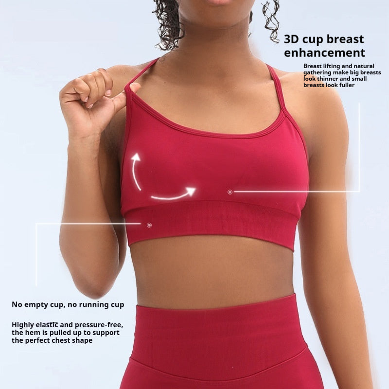 New Seamless Cross Beauty Back And Push Up Spaghetti Strap Camisole Bra