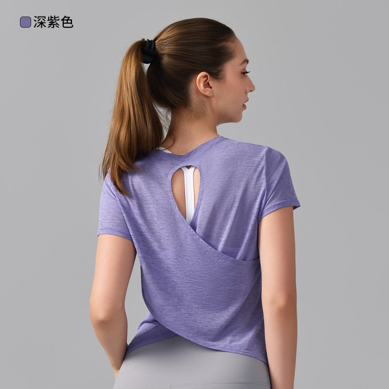 Cross-border Beauty Back Sports Short-sleeved Women's Running Training Pilates Quick-drying Breathable Fitness Blouse Top Yoga T-shirt