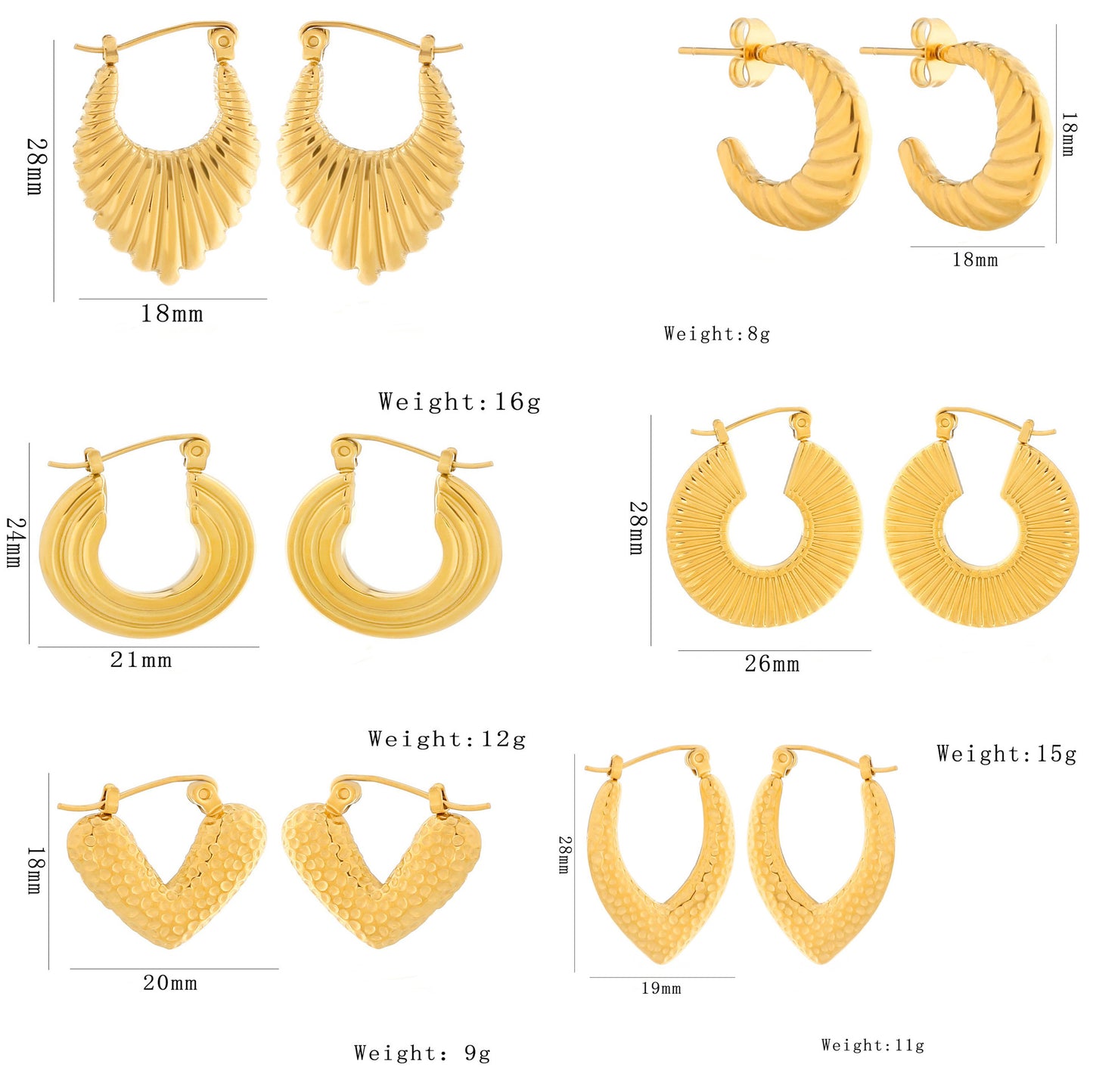 Asymmetric U-shaped Earrings For Cross-border Fashion In Europe And America