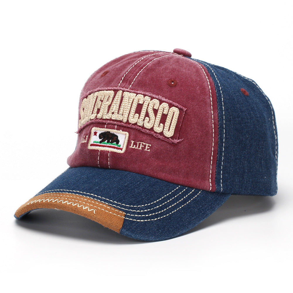 New Men's And Women's Water-washed Embroidered Letter Distressed Retro Fashion Baseball Cap For Outdoor, Street, Daily Use And Sun Protection