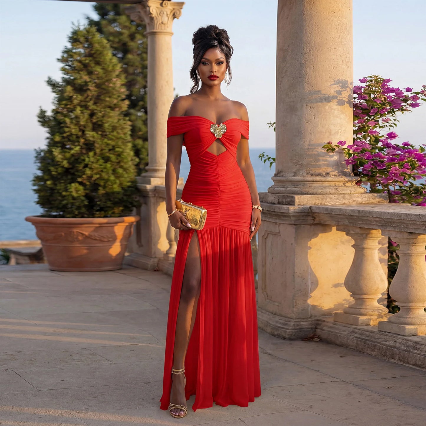 European And American-style Womens Fashion Off-shoulder Tube Dress