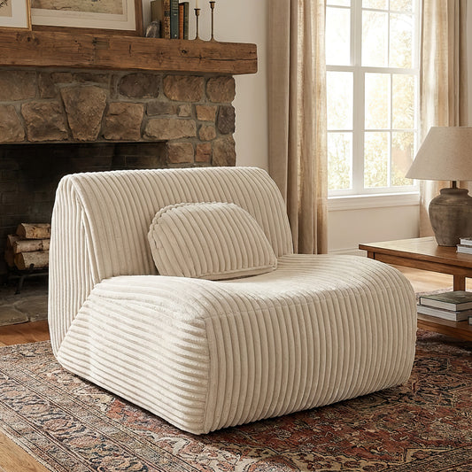 Lounge Sofa Beige 102x91x75cm Soft Comfortable Plush Sponge Lounge Chair For Home Living Room Bedroom No Assembly Required