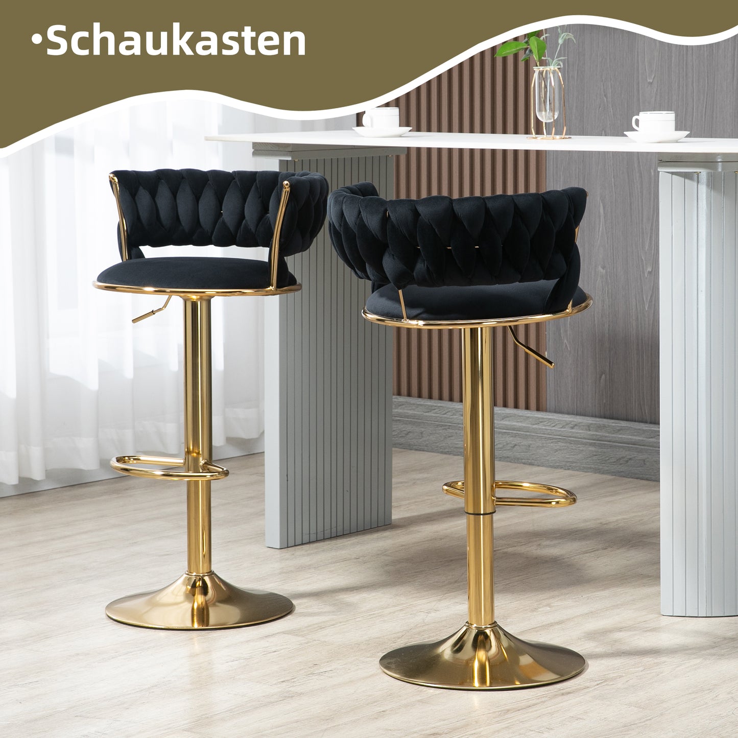 Old Sku W1880109443,Velvet 360 Swivel Bar Stool 2 Piece Set, Handmade Backrest One-button Adjustable Height Bar Stool, Very Soft Upholstered Kitchen Dining Chair, Kitchen Island