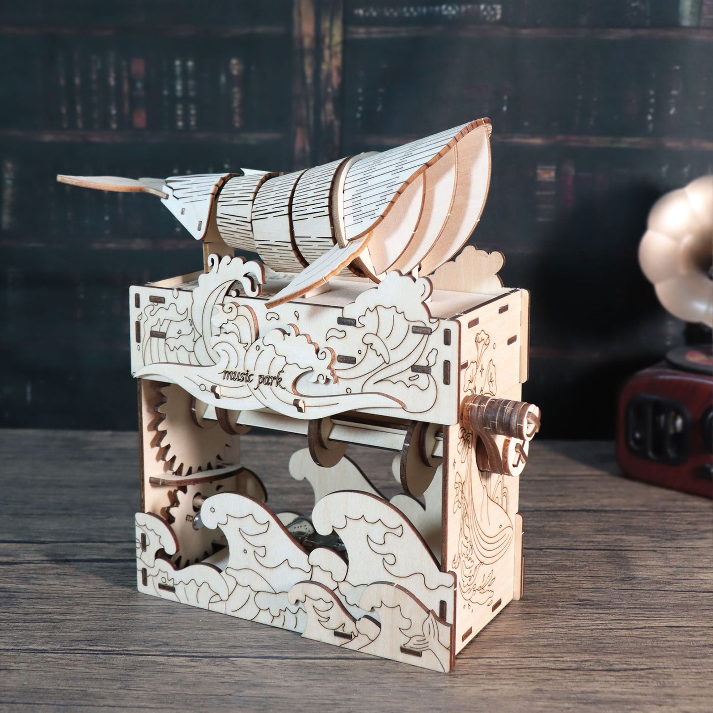 Sales Are Prohibited On The TEMU And SHEIN-MUSIC PARK 3d Wooden Puzzle Hand Whale Music Box Handmade Assembly Model Kit Holidays Birthdays Christmas Gifts