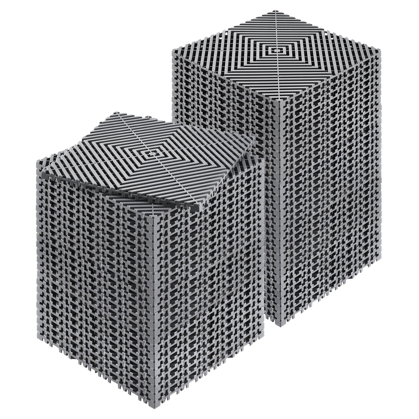 Interlocking Drainage Mat, 12” X 12” Modular Interlocking Cushion, 55 Pcs Splicing Drainage Mats, Non-Slip Gray PP Drainage Floor Tile And Shower Mat, For Garage, Garden, Kitchen & Outdoor