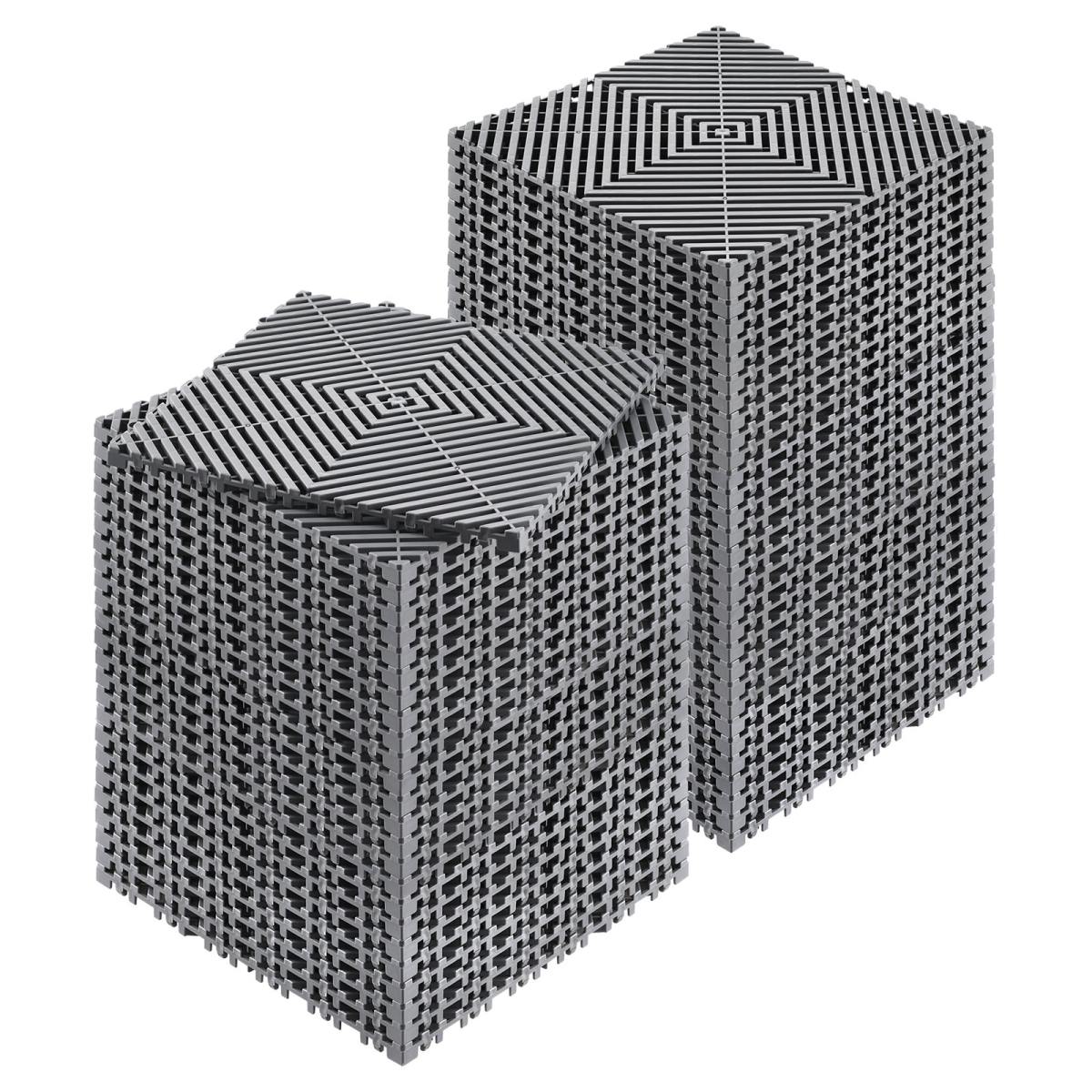 Interlocking Drainage Mat, 12” X 12” Modular Interlocking Cushion, 55 Pcs Splicing Drainage Mats, Non-Slip Gray PP Drainage Floor Tile And Shower Mat, For Garage, Garden, Kitchen & Outdoor