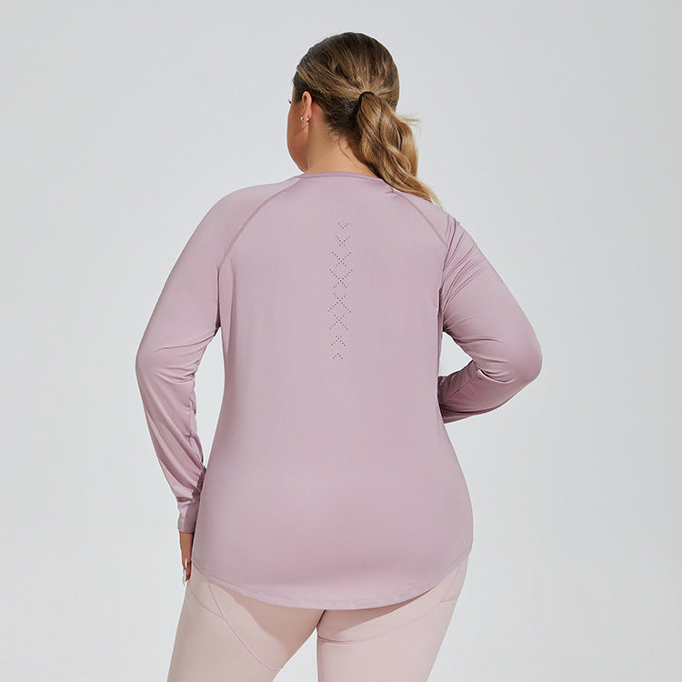 Large Size Loose Thigh-length Thin Yoga Wear Mesh Beauty Back Breathable Top