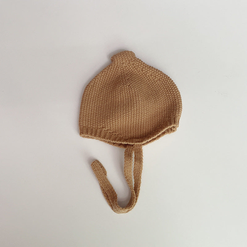 Autumn Winter Korean-style Solid-color Baby Hat With Pacifier-shaped Tip