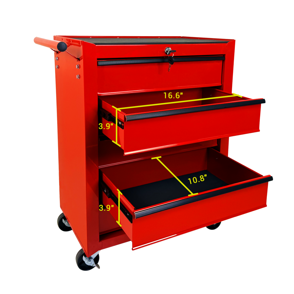 Rolling Metal Tool Chest With 5 Drawers, 20inch 5-Drawer Tool Chest Cabinet With Ball Bearing Drawer Slides, Steel Tool Storage Box Organizer-RED