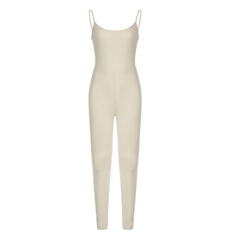 Simple And Stylish Casual Women's Solid Color Sports Yoga Jumpsuit
