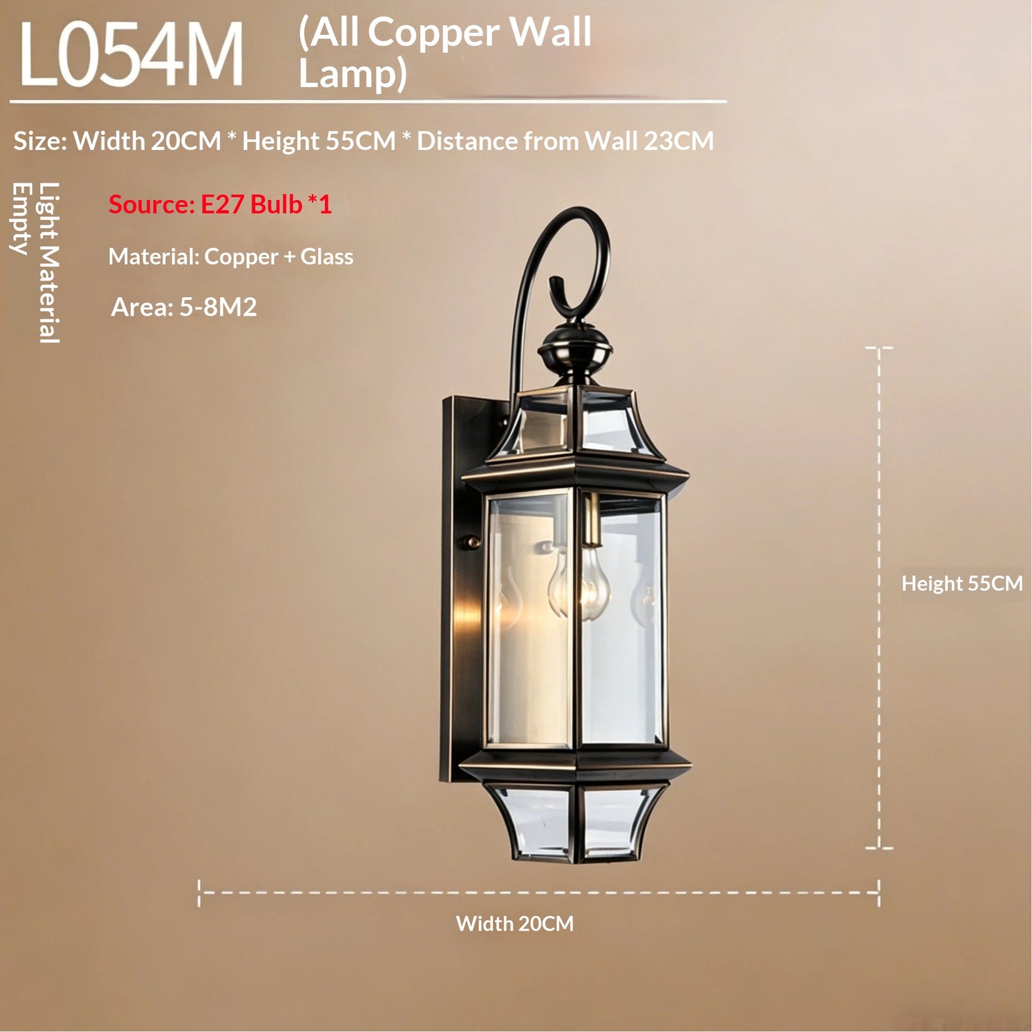 Nordic-style Fashionable All-copper Wall Lamp Outdoor Waterproof Wall Light