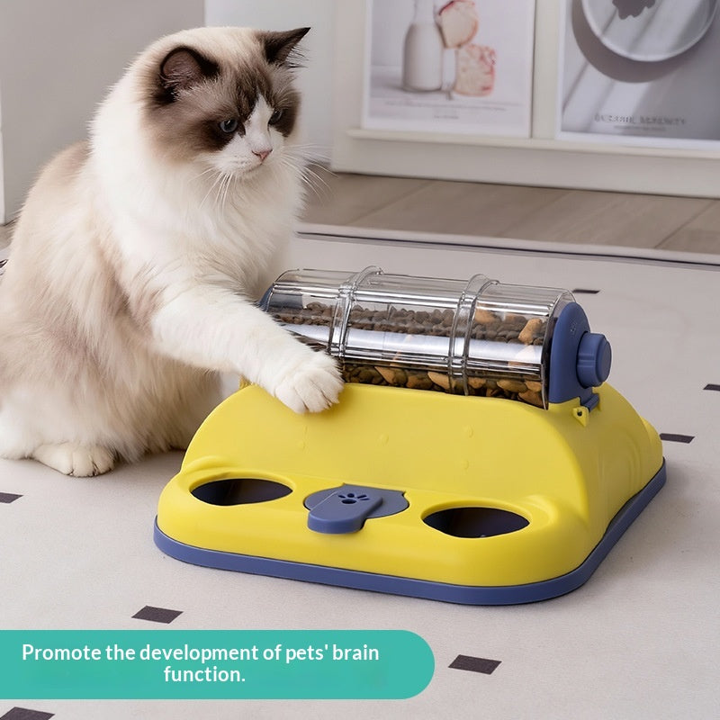 Pet Toy Food-dispensing Cat Slow Feeder Rolling Bowl