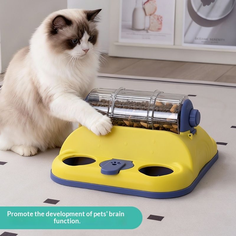 Pet Toy Food-dispensing Cat Slow Feeder Rolling Bowl
