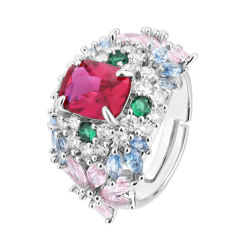 New Arrival Women Ring, Multi Tone Simulated Crystal Finger Jewelry, European American Style Light Luxury Versatile Fashion Accessories