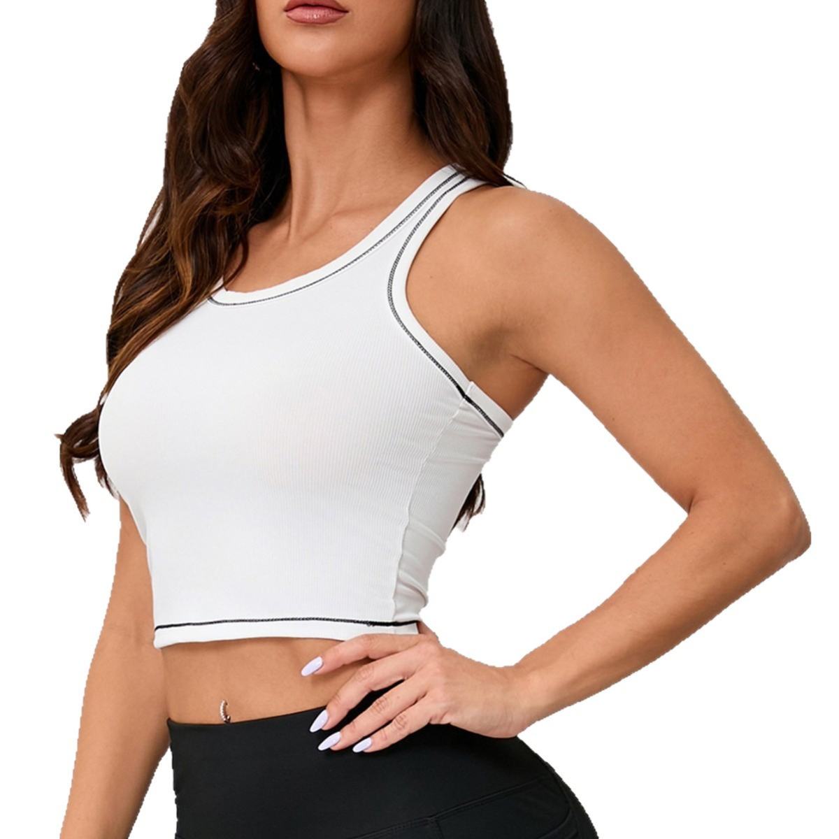 Threaded Solid-color Yoga Tank Top