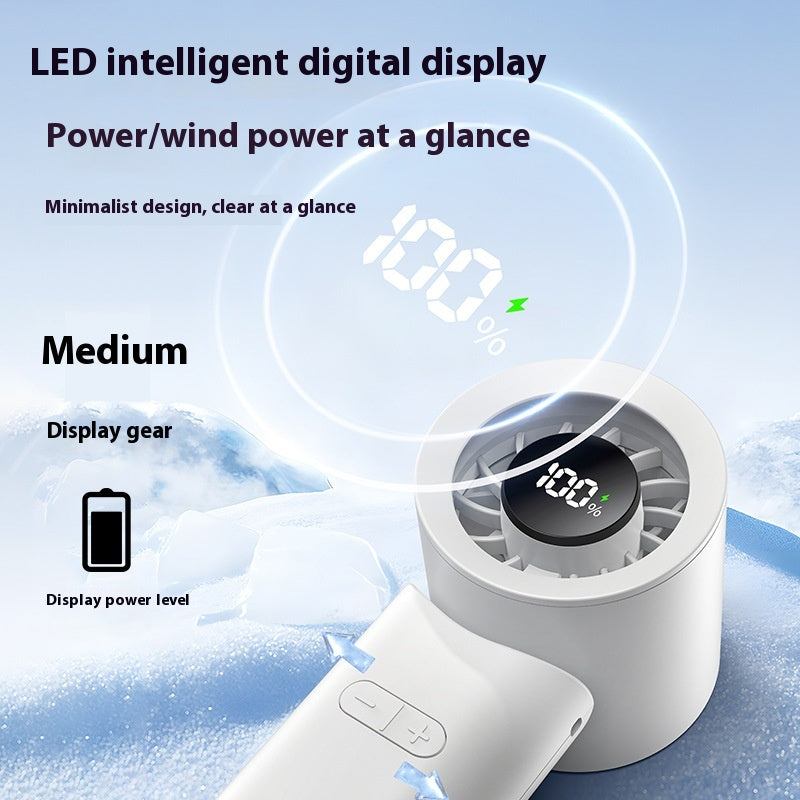 Usb Charging Intelligent Digital Display Long Endurance Mini Folding Halter Fan