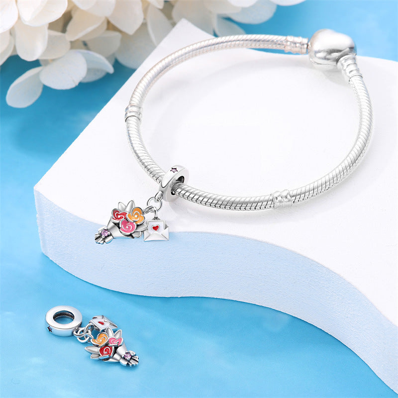 Hot Copper Silver-Plated Romantic Date DIY Beaded Pendant Accessories