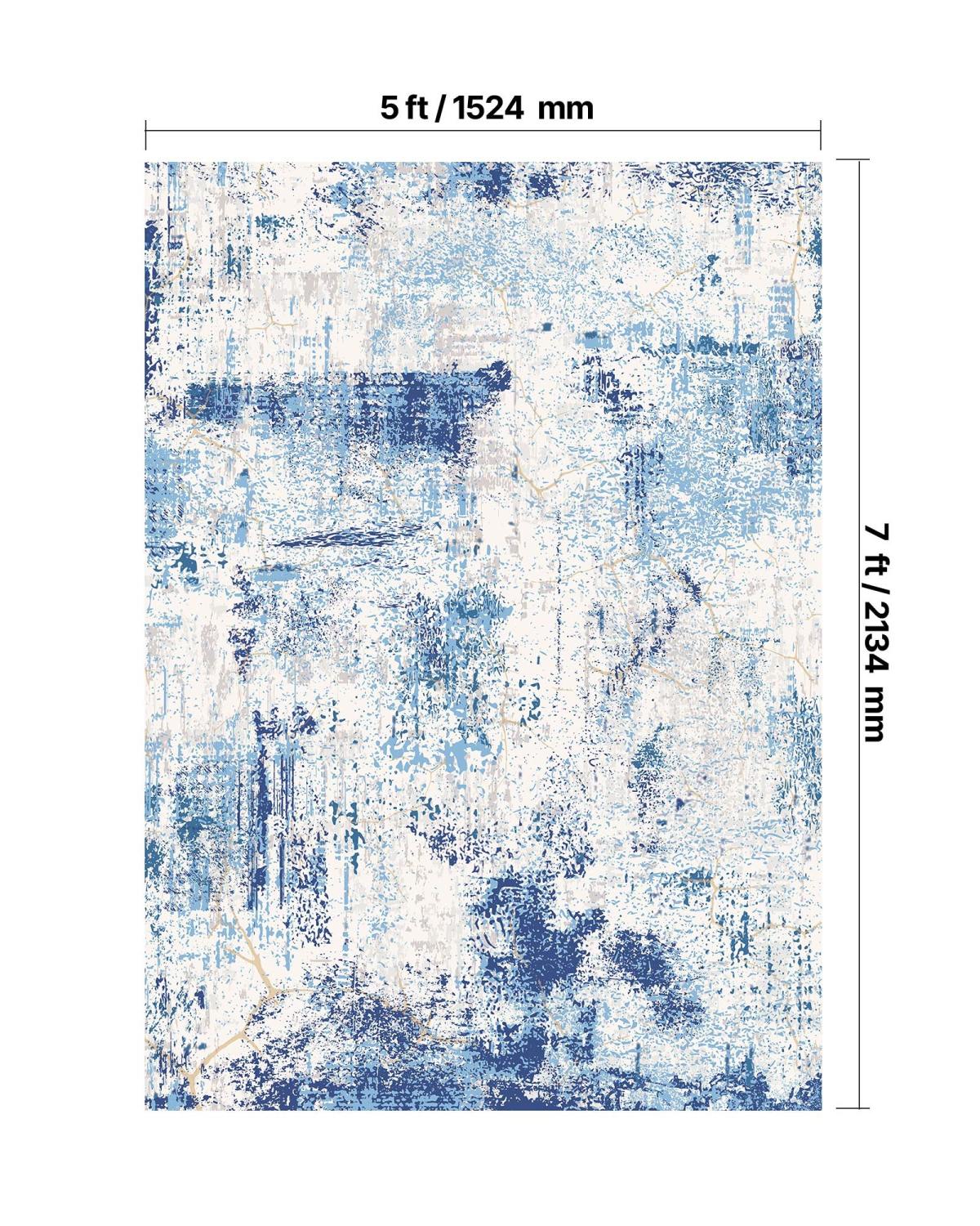 Area Rug, 5 X 7 Ft Large Washable Rug, Non-Slip And Tear-Resistant Soft Carpet, Pet & Child Friendly Modern Area Rugs, Indoor Mat For Bedroom, Office, Living Room, Kids Room, Entryway, Blue